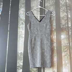Banana Republic Silver Sheath Dress V-Neck Sleeveless